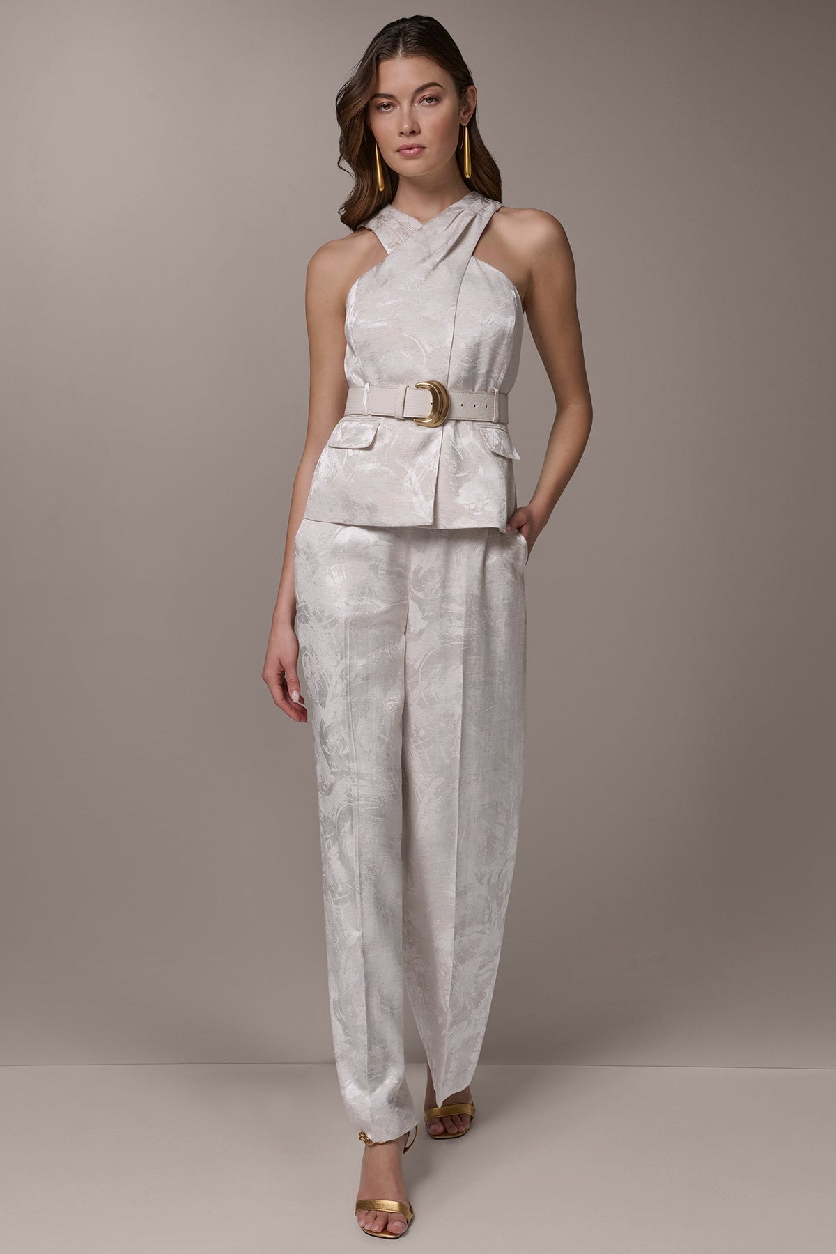 Donna Karan CROPPED CROSSOVER SUIT VEST