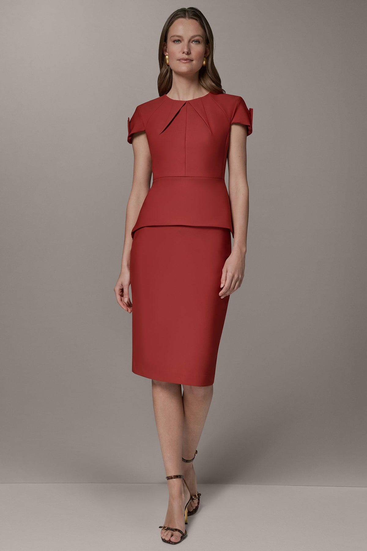 Donna Karan SHORT SLEEVE PEPLUM TOP
