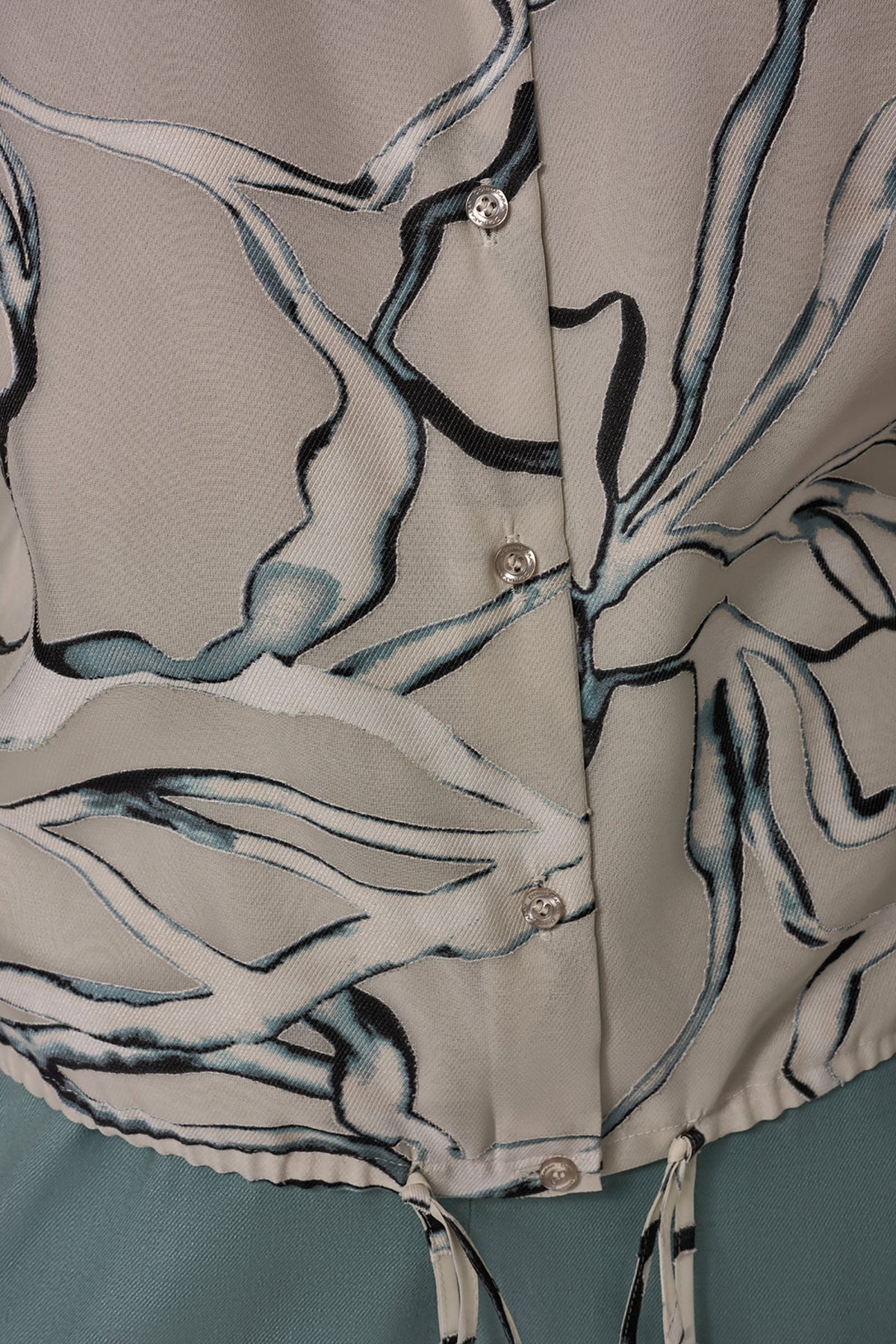 Donna Karan BURNOUT DRAWSTRING HEM BLOUSE