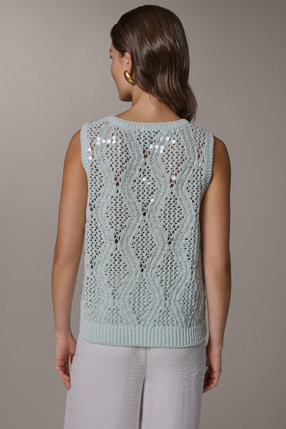 Donna Karan SEQUIN OPEN-STITCH SHELL