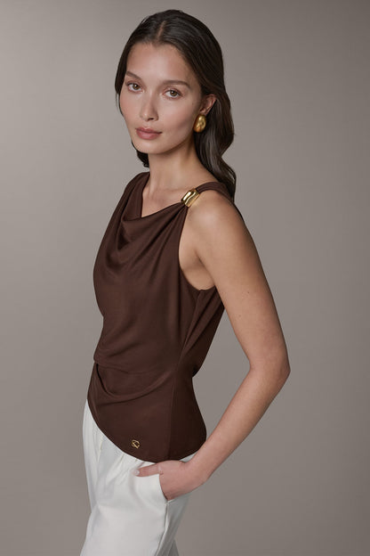 Donna Karan SLEEVELESS COWL-NECK TOP
