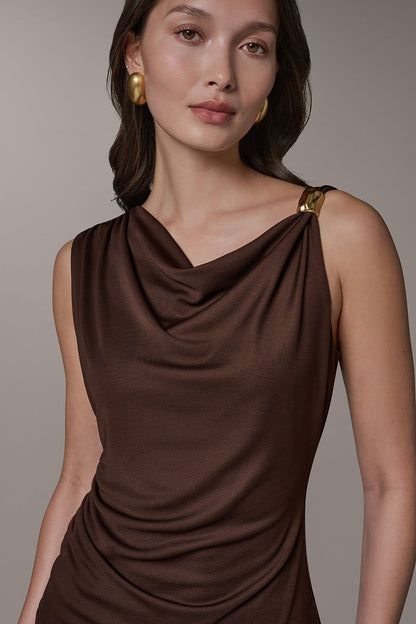 Donna Karan SLEEVELESS COWL-NECK TOP