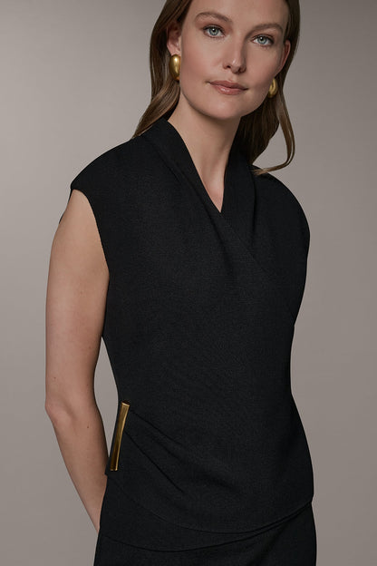 Donna Karan V-NECK WRAP-EFFECT TOP