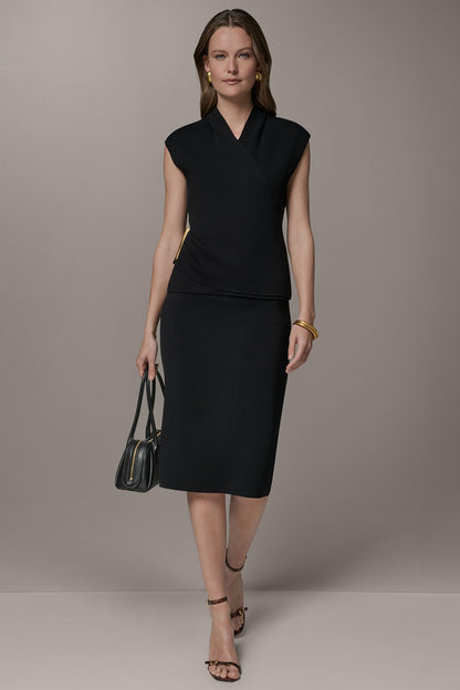Donna Karan V-NECK WRAP-EFFECT TOP