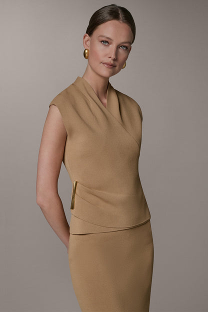 Donna Karan V-NECK WRAP-EFFECT TOP