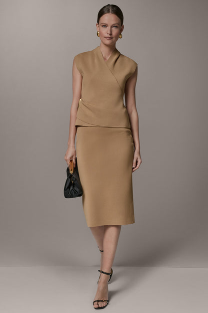 Donna Karan V-NECK WRAP-EFFECT TOP
