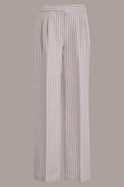 Donna Karan MID-RISE PINSTRIPE PLEATED WIDE-LEG PANT