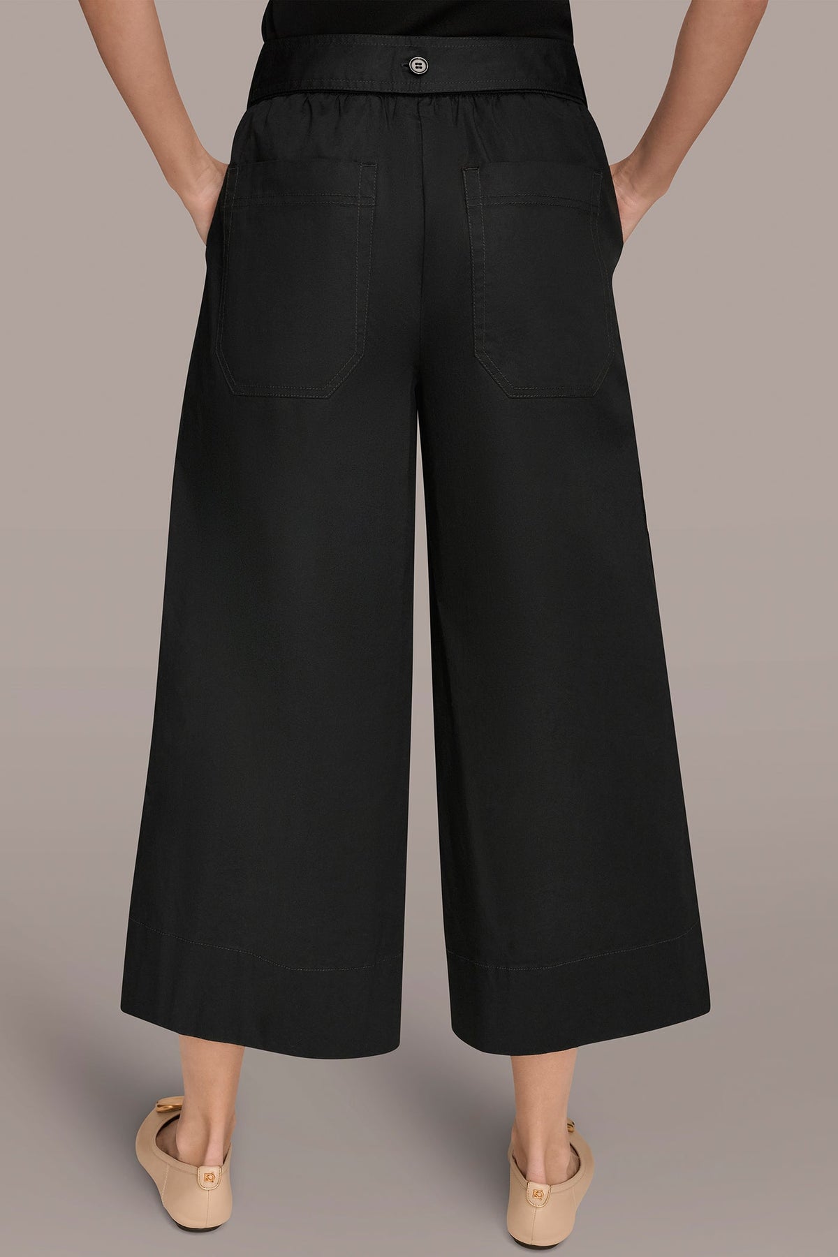 Donna Karan CROPPED MID-RISE WIDE-LEG PANT