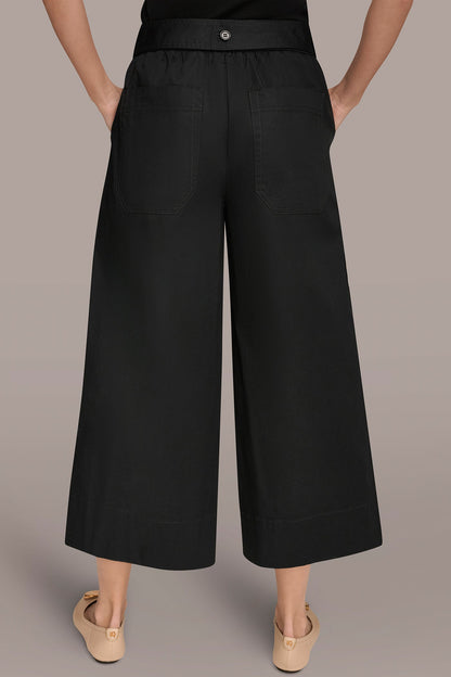 Donna Karan CROPPED MID-RISE WIDE-LEG PANT