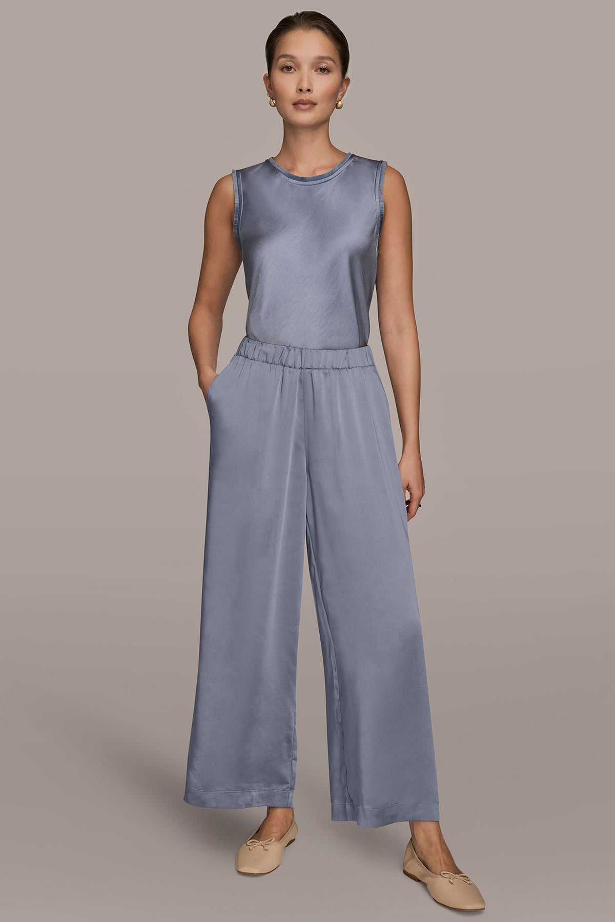 Donna Karan SATIN MID-RISE RELAXED PANT