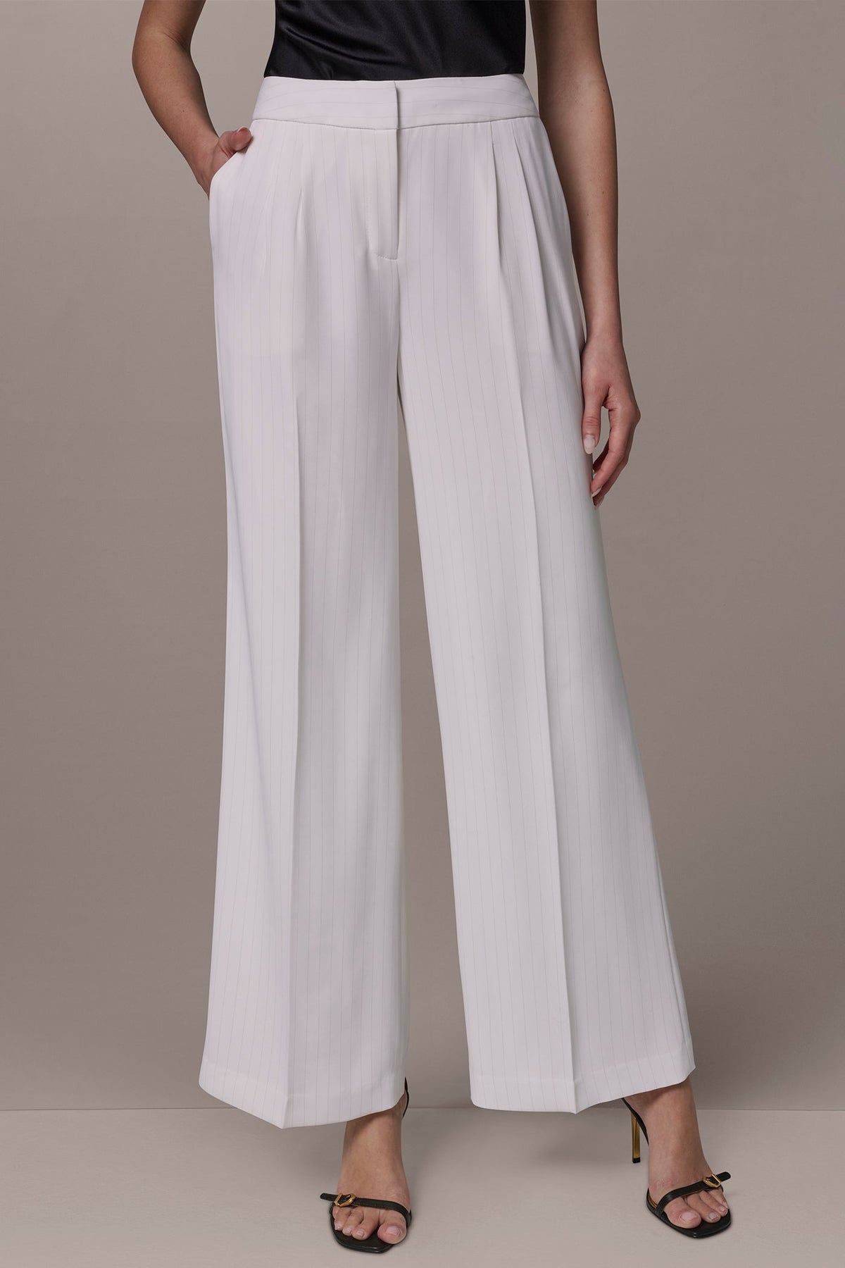 Donna Karan MID-RISE PINSTRIPE WIDE-LEG SUIT PANT