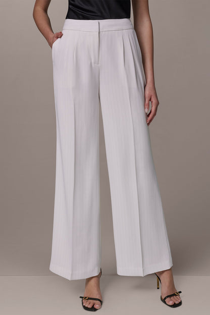 Donna Karan MID-RISE PINSTRIPE WIDE-LEG SUIT PANT