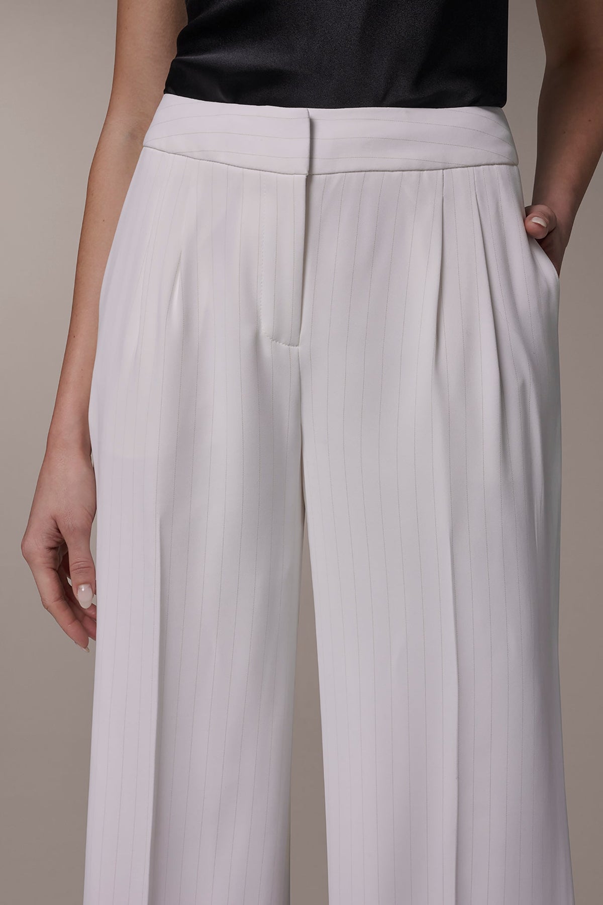 Donna Karan MID-RISE PINSTRIPE WIDE-LEG SUIT PANT