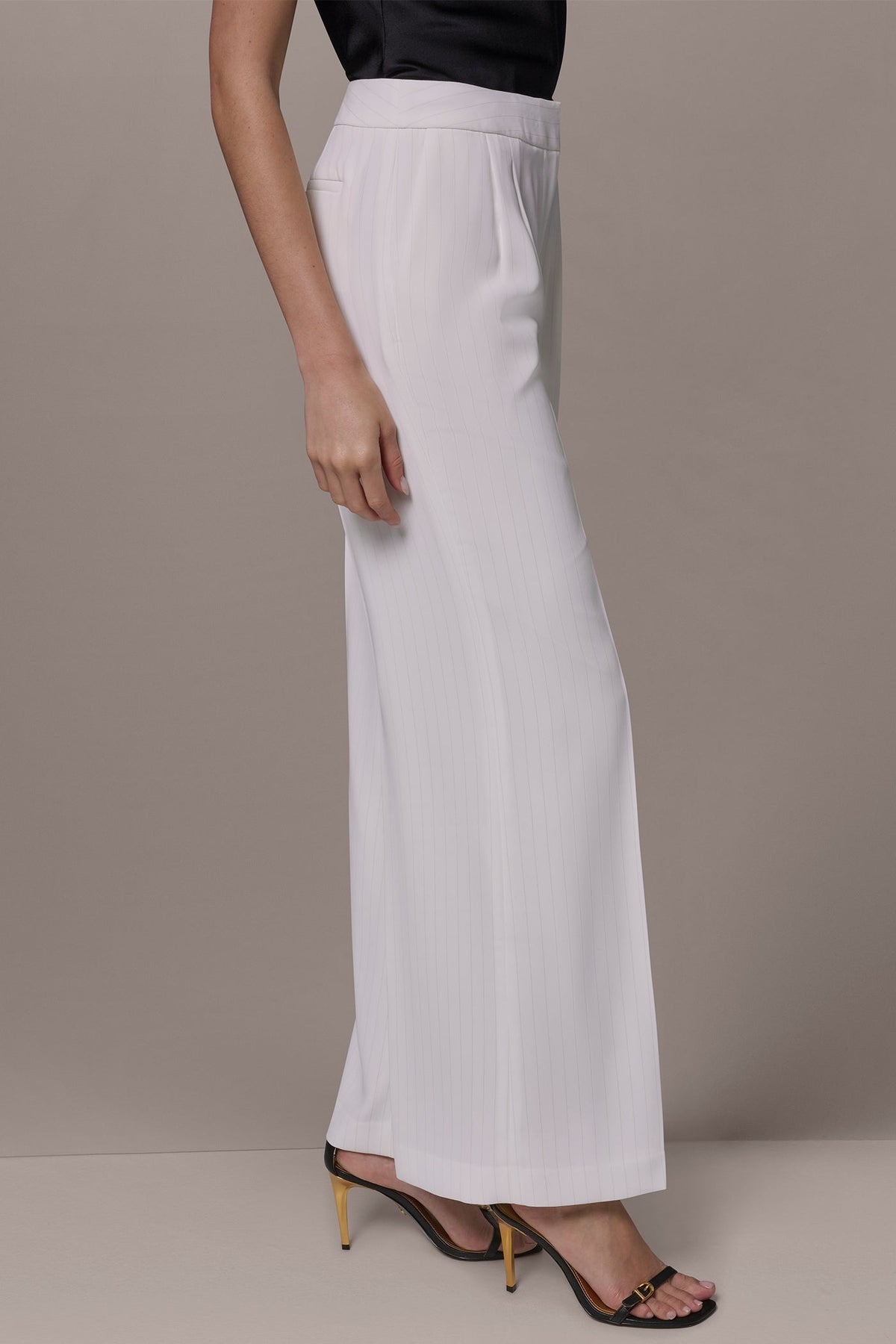 Donna Karan MID-RISE PINSTRIPE WIDE-LEG SUIT PANT