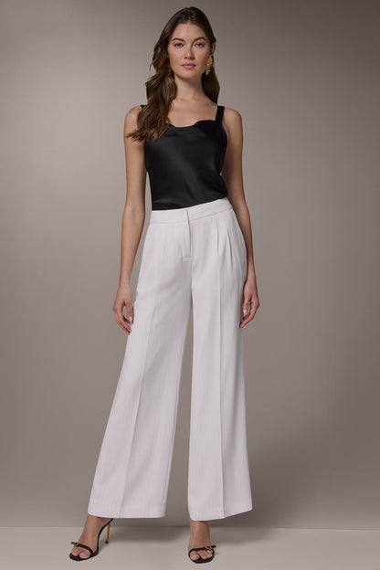 Donna Karan MID-RISE PINSTRIPE WIDE-LEG SUIT PANT