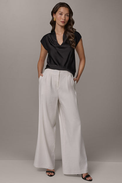 Donna Karan EXTRA HIGH-RISE PLEATED WIDE-LEG PANT