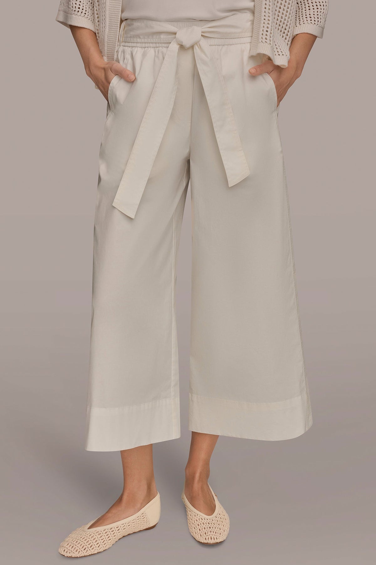 Donna Karan CROPPED MID-RISE WIDE-LEG PANT