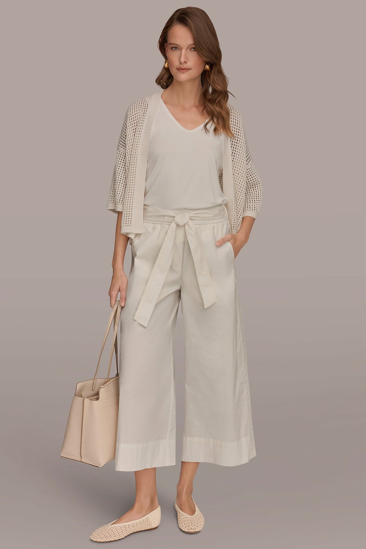 Donna Karan CROPPED MID-RISE WIDE-LEG PANT