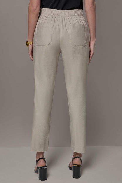 Donna Karan LINEN-BLEND PLEATED STRAIGHT ANKLE PANT