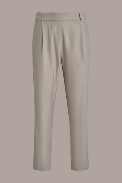 Donna Karan LINEN-BLEND PLEATED STRAIGHT ANKLE PANT