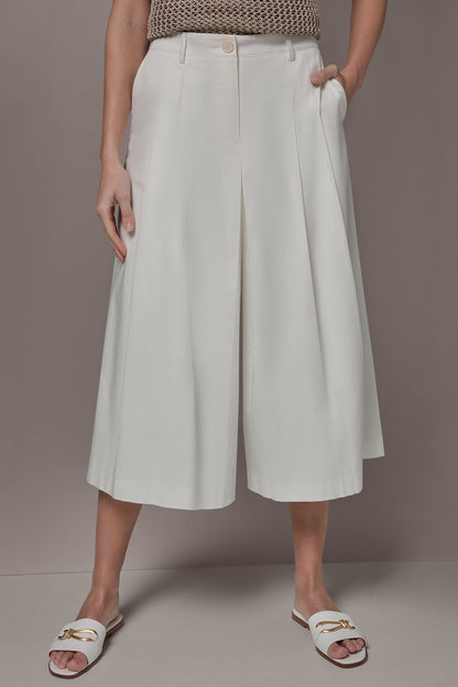 Donna Karan EXTRA HIGH-RISE COTTON-SATEEN PLEATED WIDE-LEG PANT