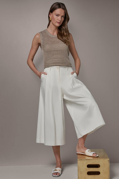 Donna Karan EXTRA HIGH-RISE COTTON-SATEEN PLEATED WIDE-LEG PANT