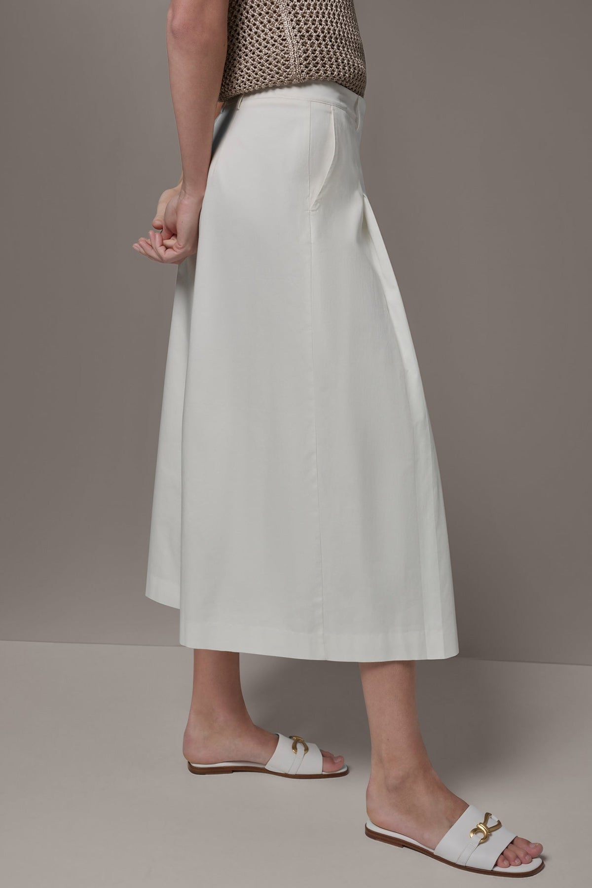 Donna Karan EXTRA HIGH-RISE COTTON-SATEEN PLEATED WIDE-LEG PANT