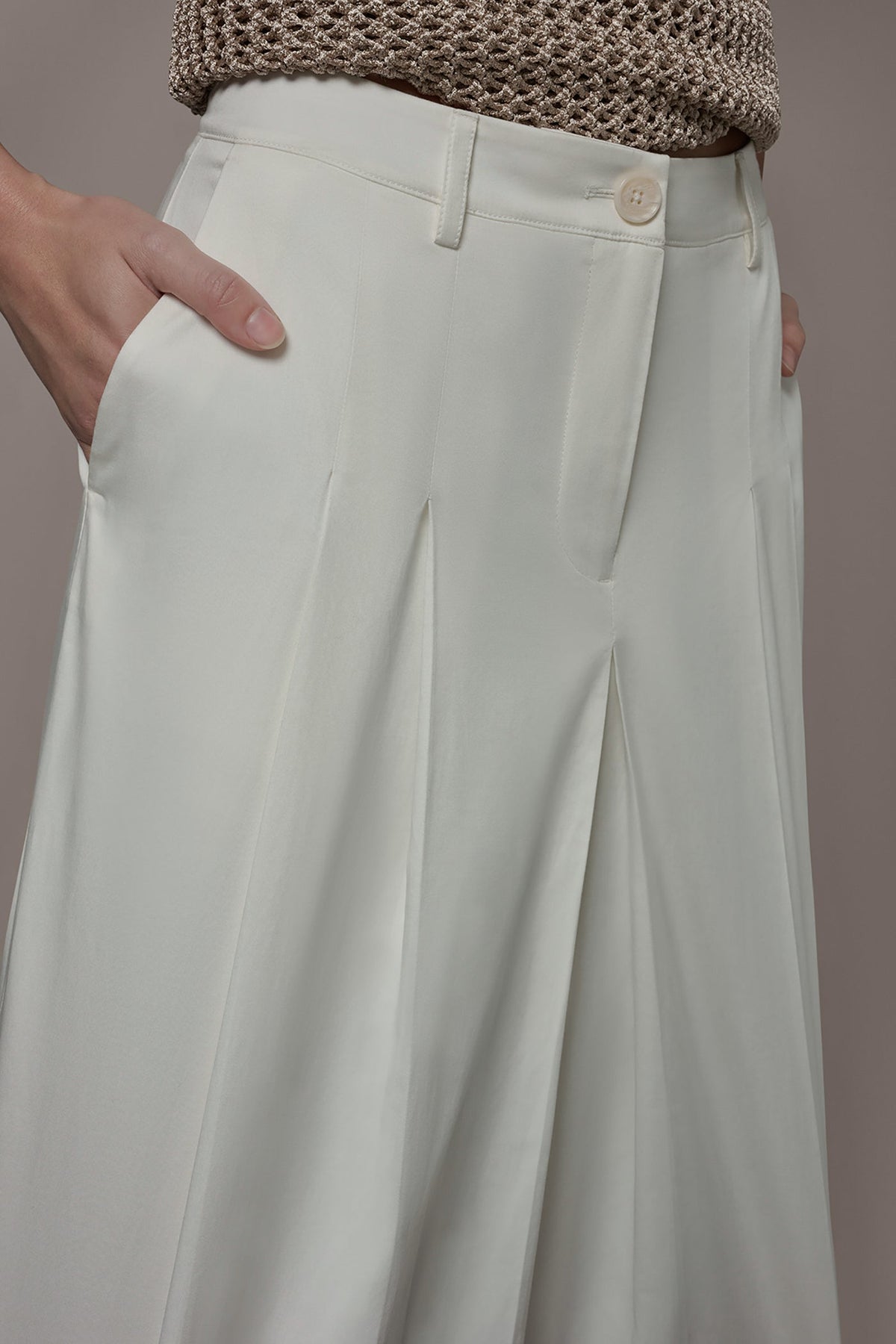 Donna Karan EXTRA HIGH-RISE COTTON-SATEEN PLEATED WIDE-LEG PANT
