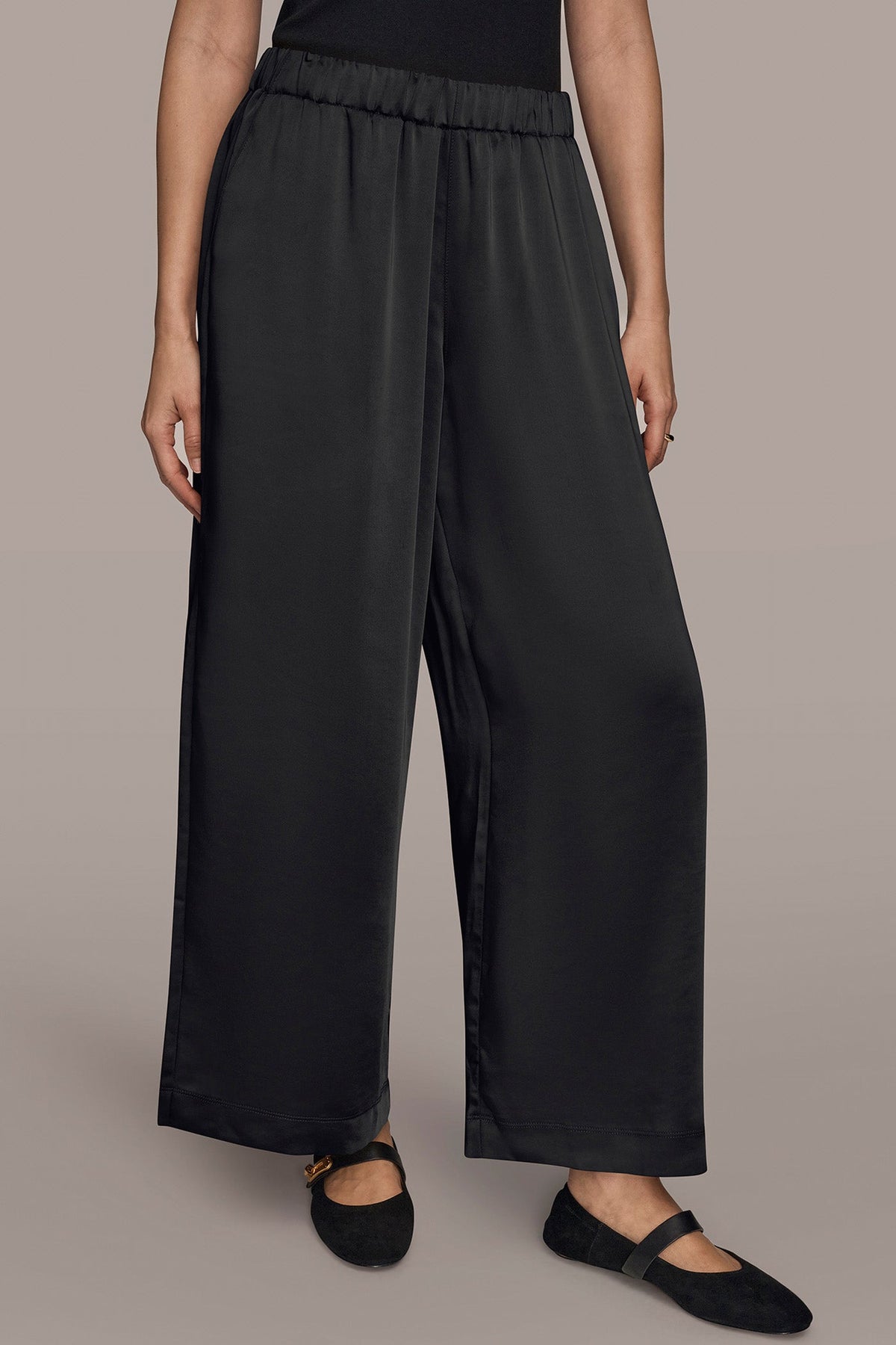 Donna Karan SATIN MID-RISE RELAXED PANT