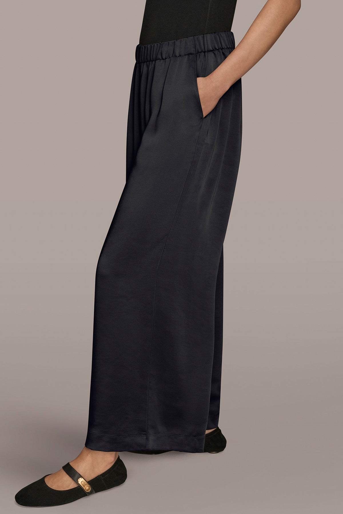 Donna Karan SATIN MID-RISE RELAXED PANT