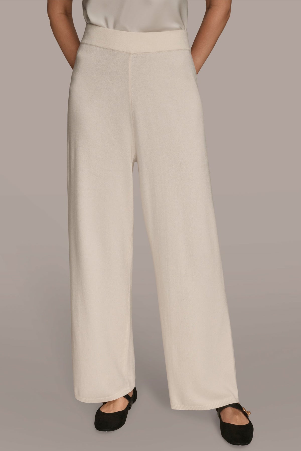 Donna Karan HIGH-RISE WIDE-LEG SWEATER ANKLE PANT