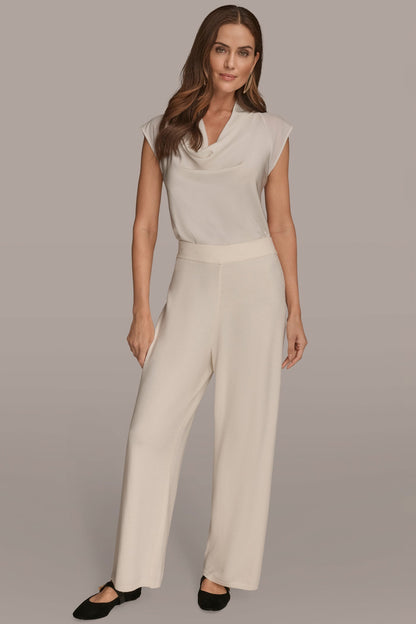 Donna Karan HIGH-RISE WIDE-LEG SWEATER ANKLE PANT