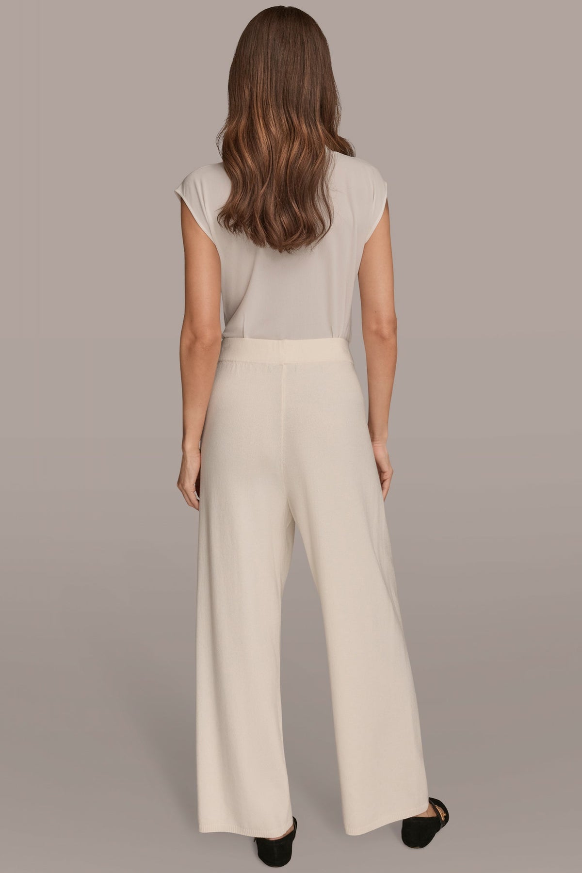 Donna Karan HIGH-RISE WIDE-LEG SWEATER ANKLE PANT