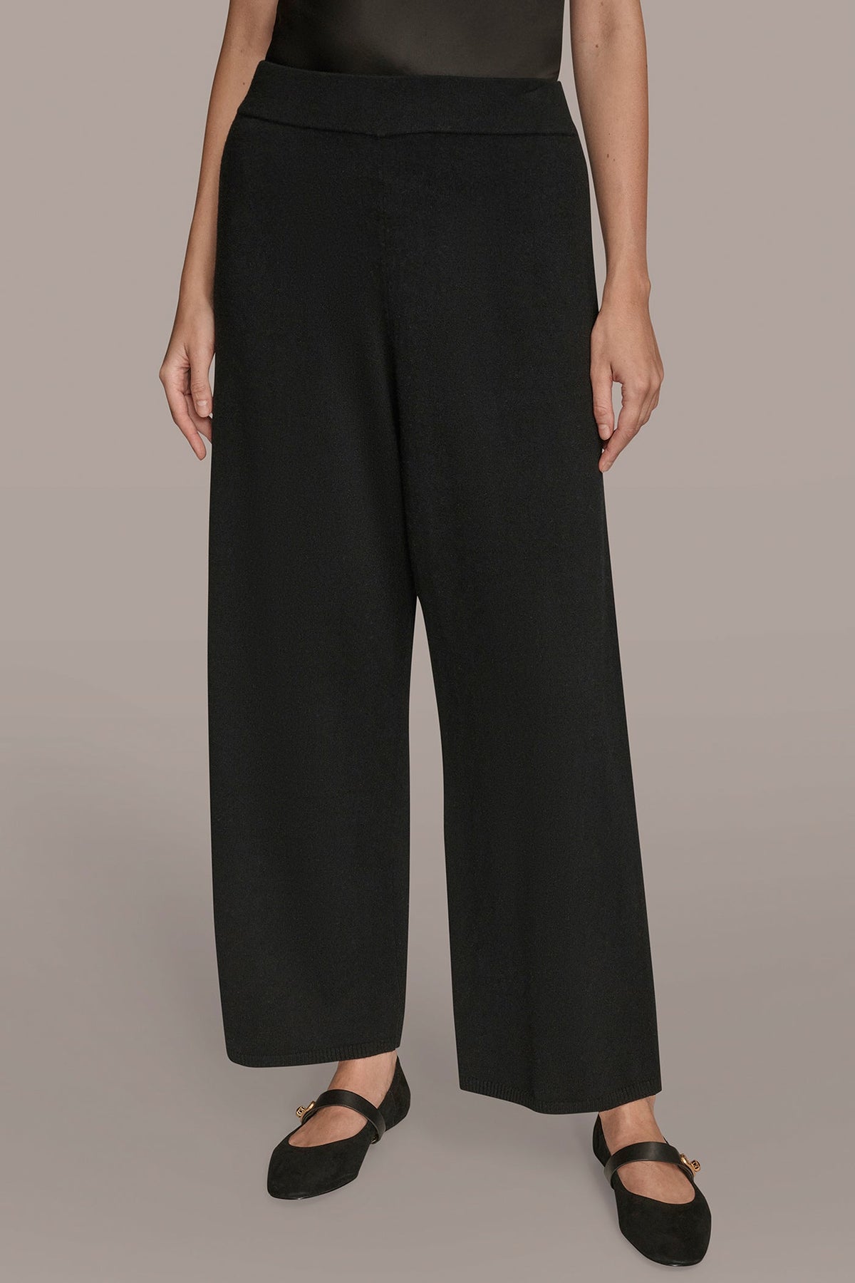 Donna Karan HIGH-RISE WIDE-LEG SWEATER ANKLE PANT