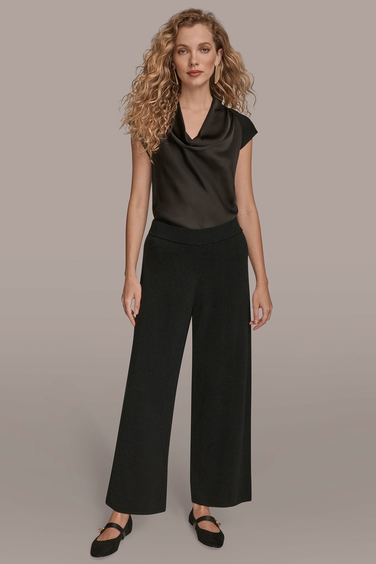 Donna Karan HIGH-RISE WIDE-LEG SWEATER ANKLE PANT