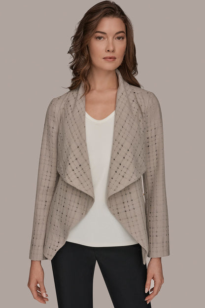 Donna Karan PERFORATED WRAP JACKET WITH BELT