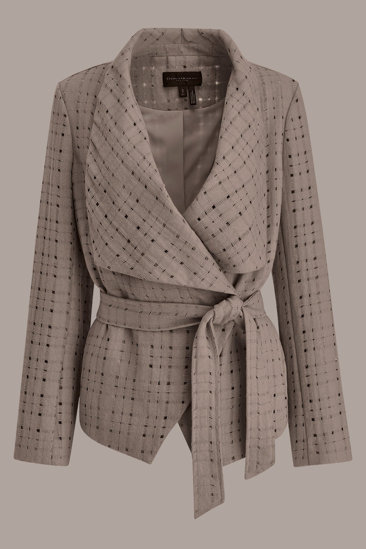 Donna Karan PERFORATED WRAP JACKET WITH BELT