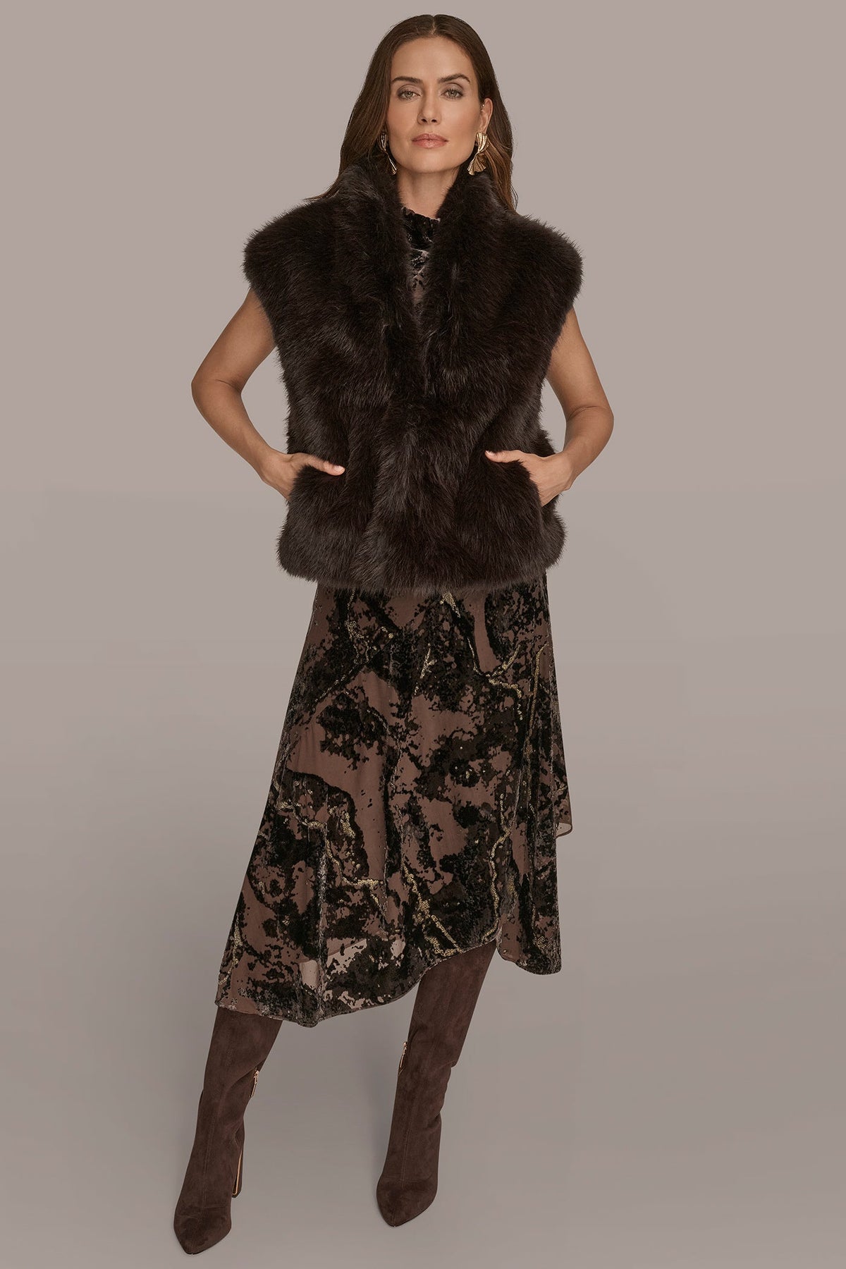 Donna Karan FAUX FUR VEST