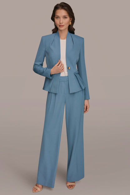 Donna Karan COLLARLESS PLEATED PEPLUM BLAZER
