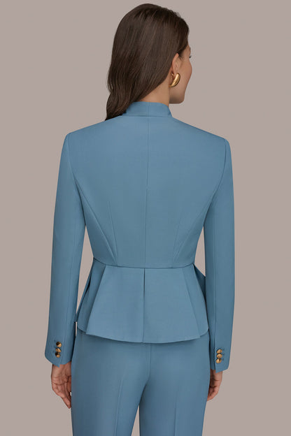 Donna Karan COLLARLESS PLEATED PEPLUM BLAZER
