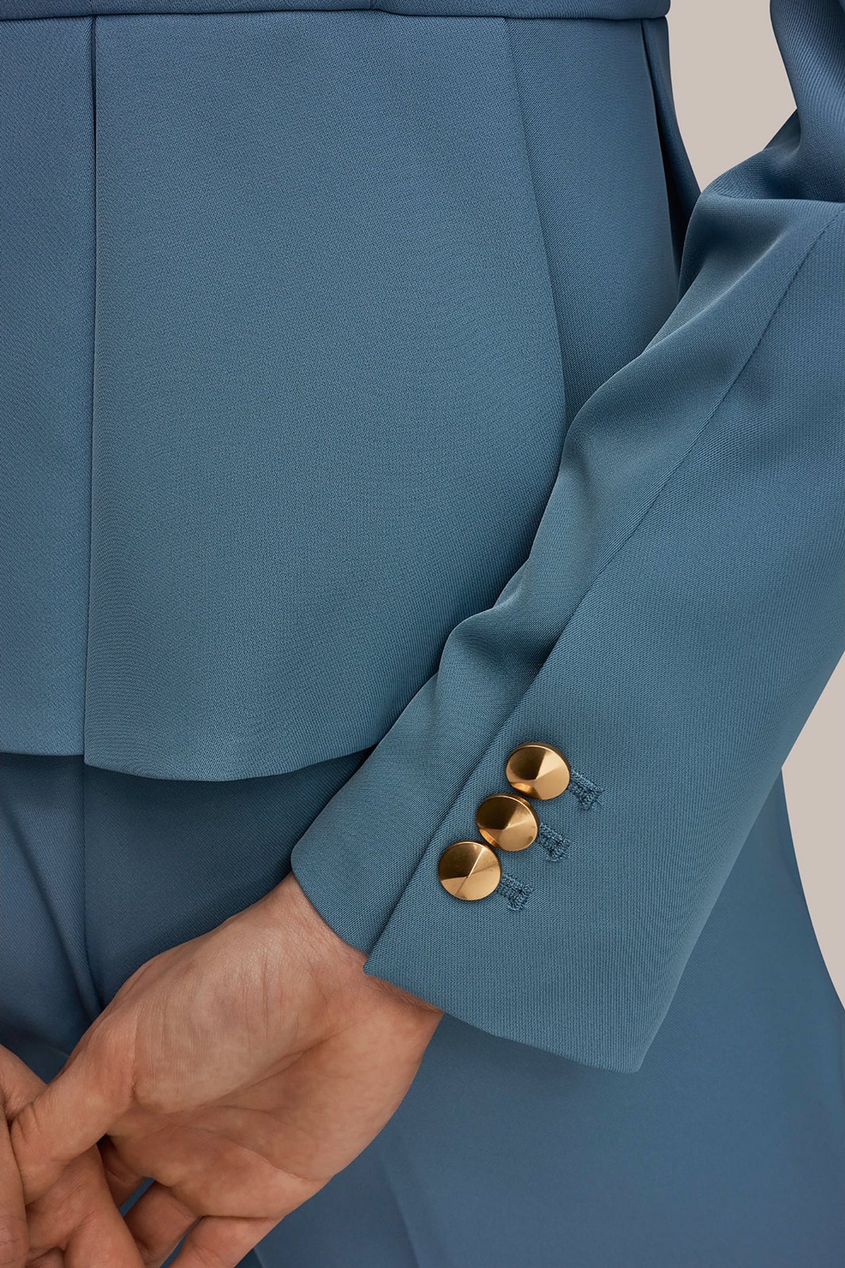Donna Karan COLLARLESS PLEATED PEPLUM BLAZER