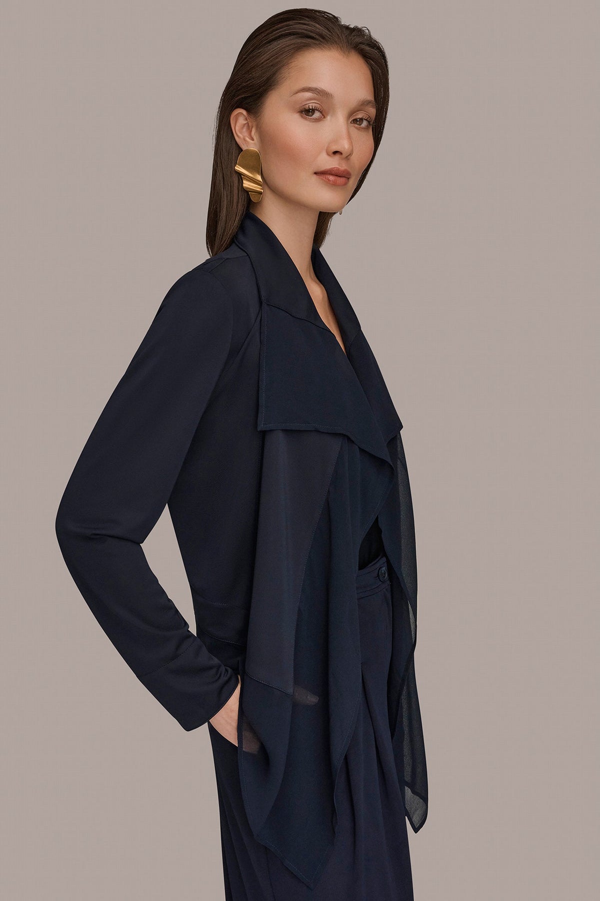 Donna Karan RUFFLE-FRONT JACKET