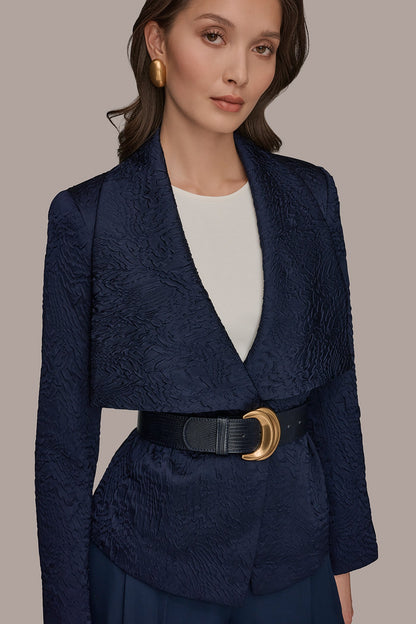 Donna Karan CRINKLE JACQUARD CROPPED BLAZER