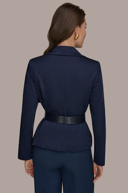 Donna Karan CRINKLE JACQUARD CROPPED BLAZER