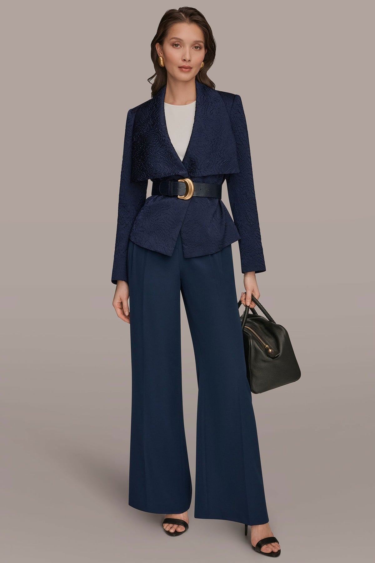 Donna Karan CRINKLE JACQUARD CROPPED BLAZER