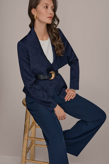 Donna Karan CRINKLE JACQUARD CROPPED BLAZER