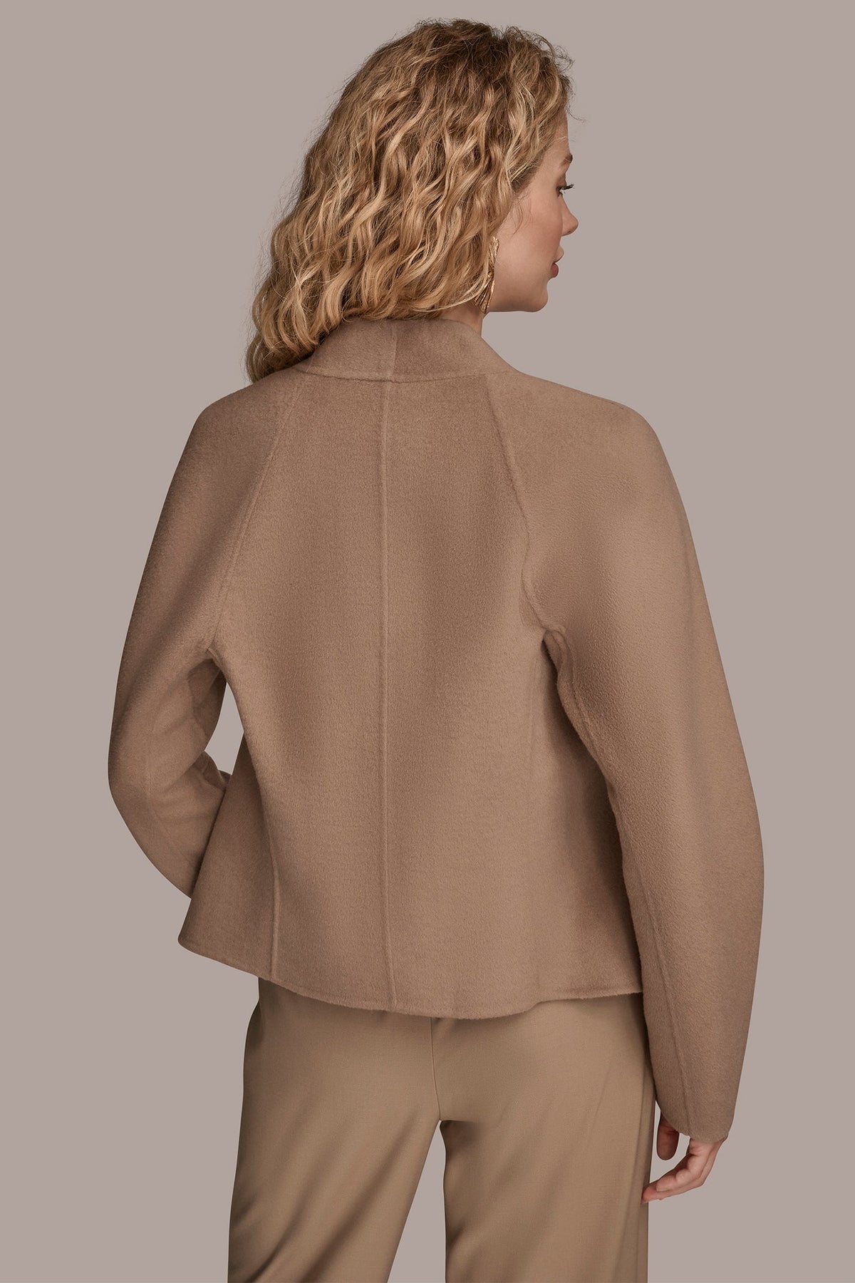 Donna Karan COLLARLESS EMBELLISHED WRAP JACKET