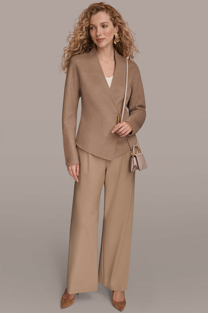 Donna Karan COLLARLESS EMBELLISHED WRAP JACKET