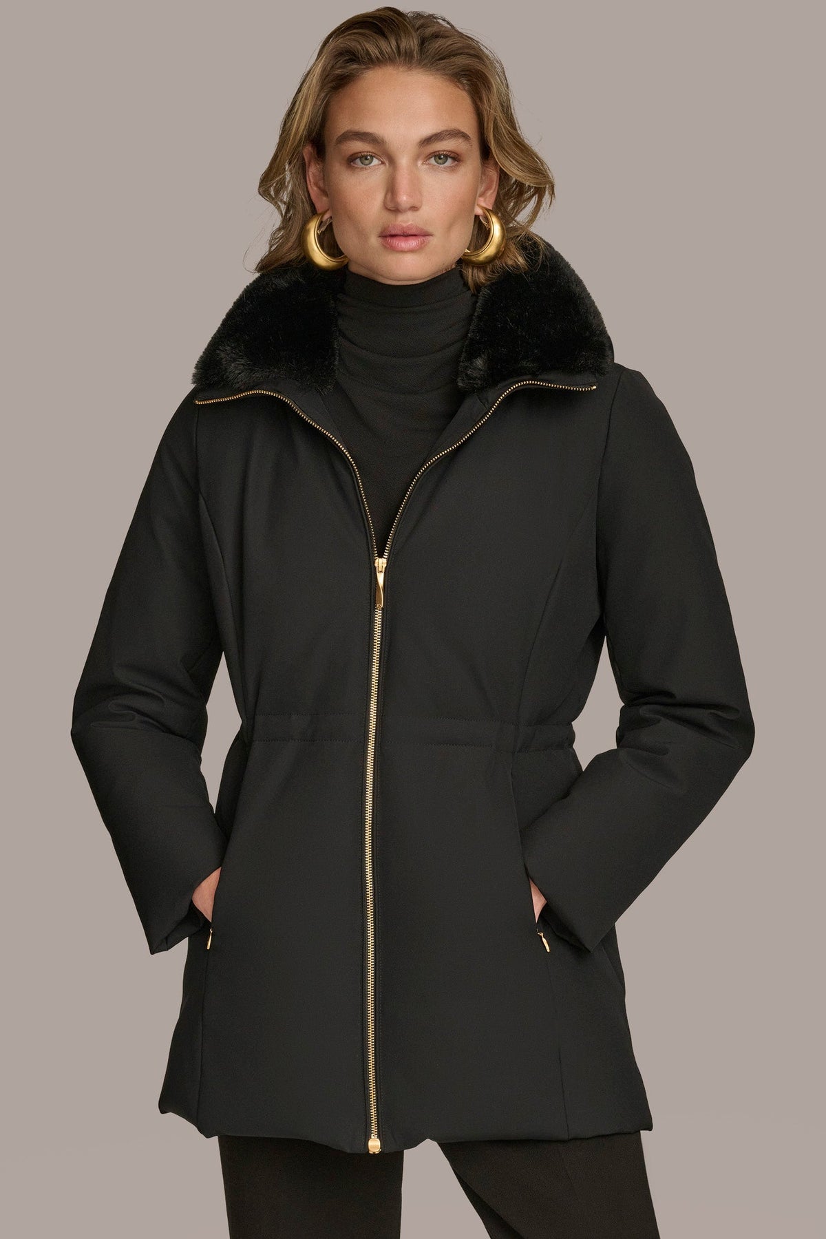 Donna Karan FAUX FUR LINED PUFFER