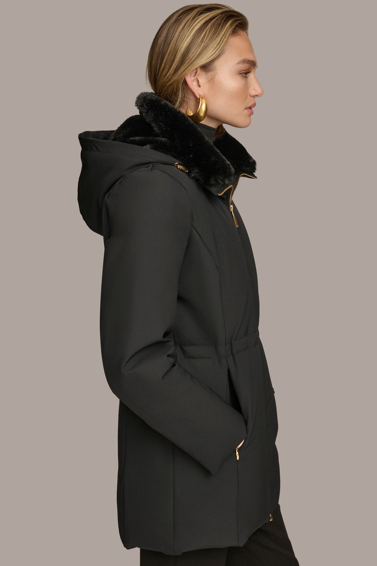 Donna Karan FAUX FUR LINED PUFFER